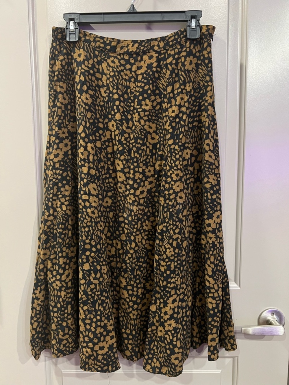White Stag Black and Tan Floral A-Line Skirt